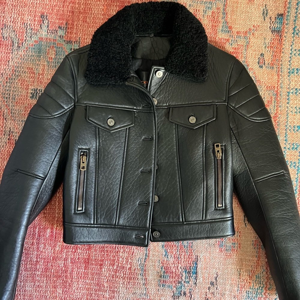 Coach leather and shearling bomber XS